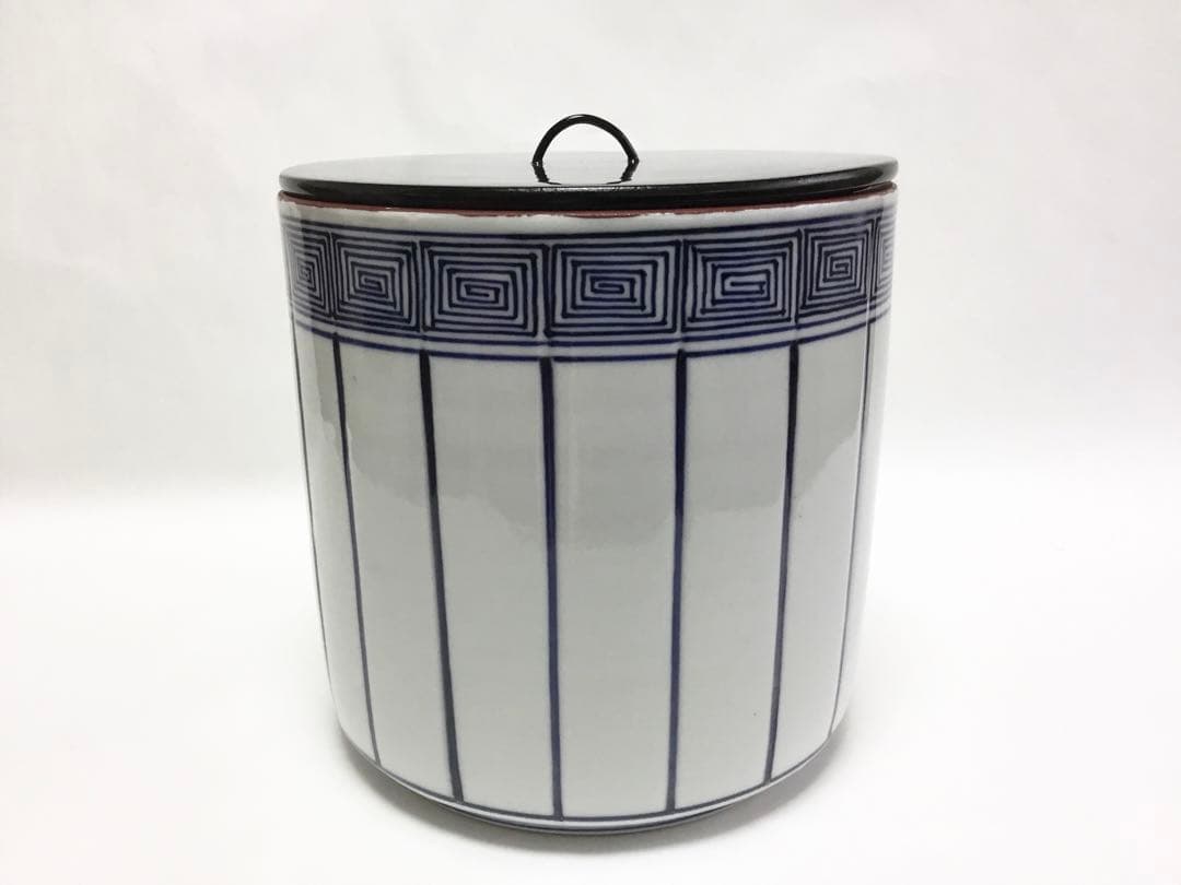 茶道具 古物品 水指 染付 桶側 静山 木箱入