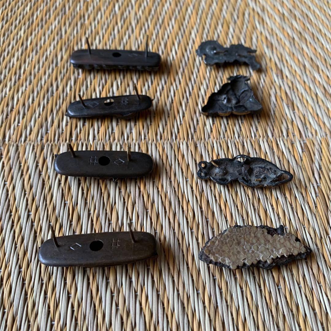 前金具 目貫 金工 人物 アワビ 獅子 魚