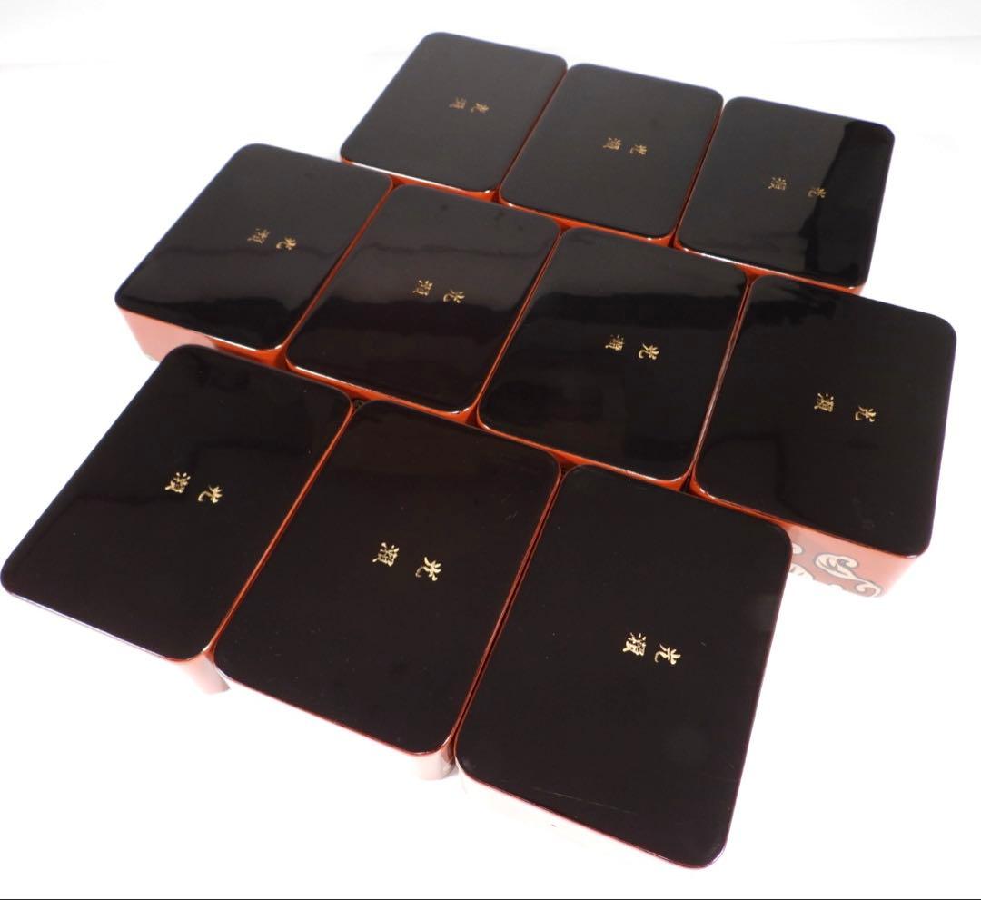 輪島塗 木製漆器 沈金 ちらし弁当、10客　高級美術