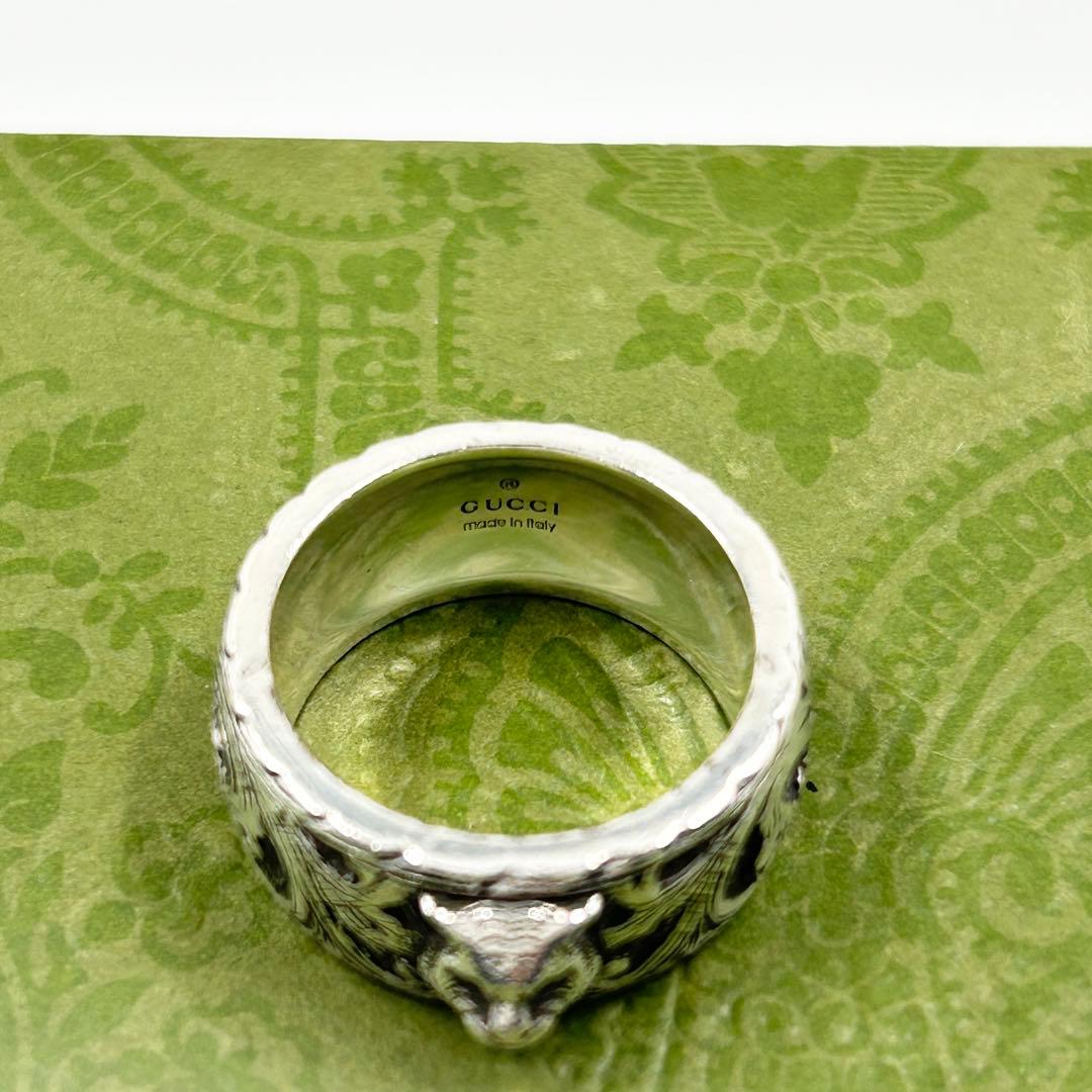 美品✨　グッチ　GUCCI リング　キャット　インターロッキング　シルバー　燻
