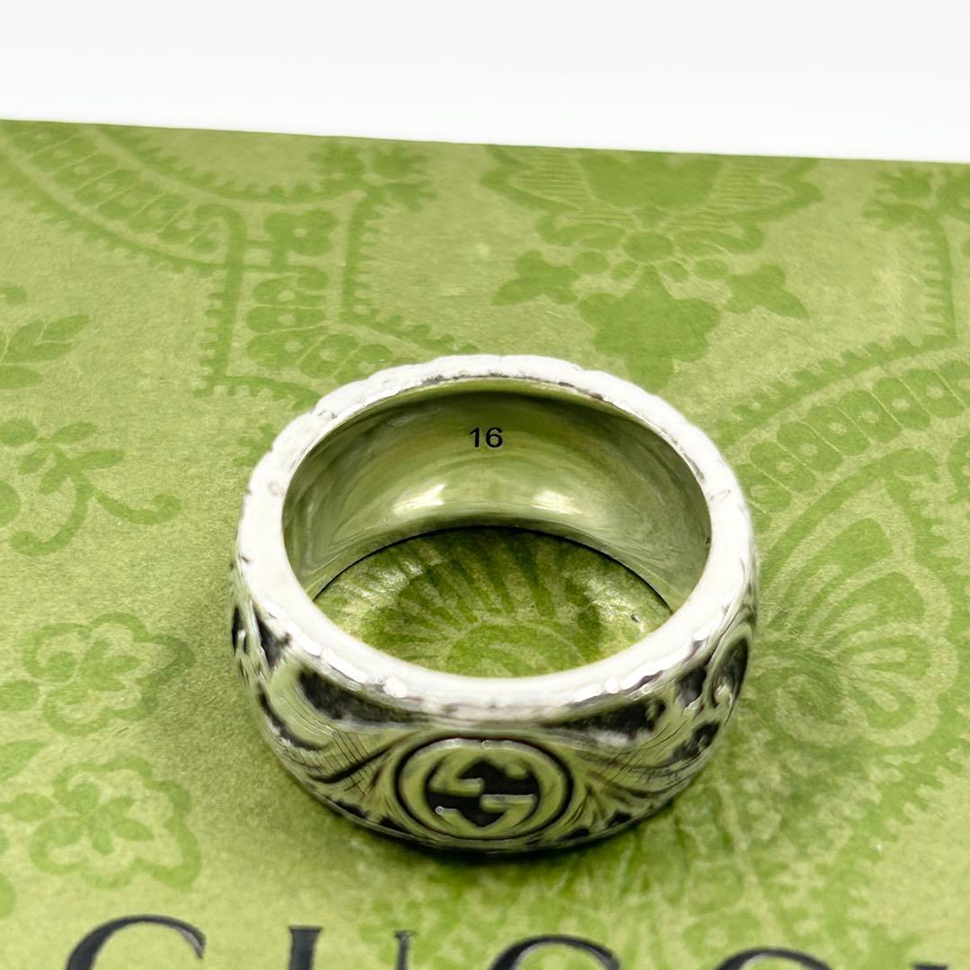 美品✨　グッチ　GUCCI リング　キャット　インターロッキング　シルバー　燻