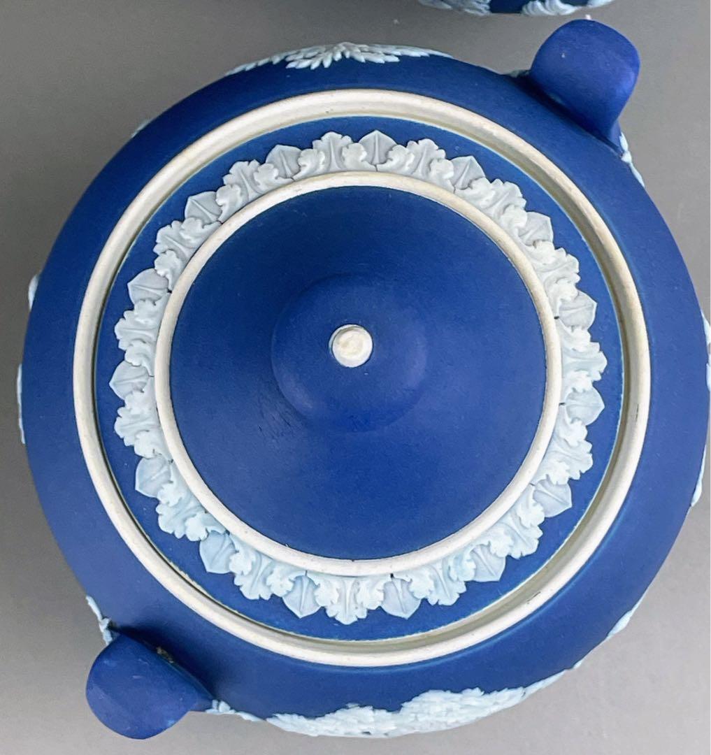 希少 アンティーク ウェッジウッド ジャスパーウェア シュガーボウル クリーマー