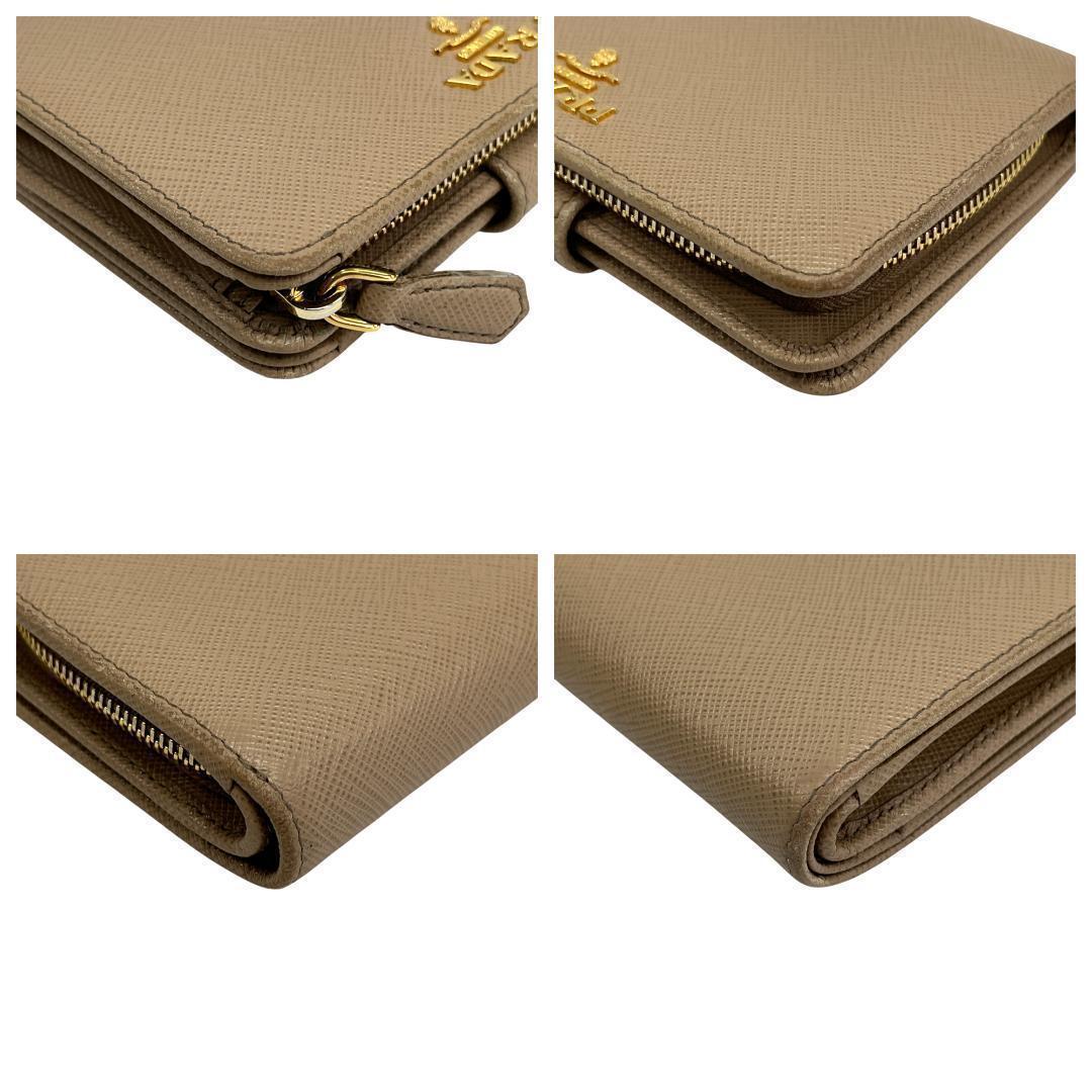 美品 PRADA プラダ 折り財布 サフィアーノレザー 1ML225 ベージュ