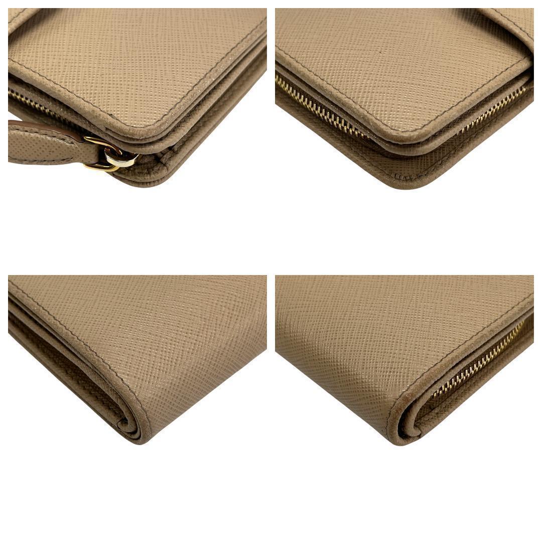 美品 PRADA プラダ 折り財布 サフィアーノレザー 1ML225 ベージュ