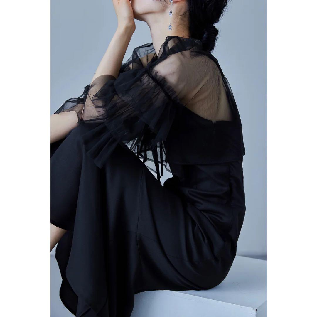 niana リボンチュールボレロセットドレス S 低身長 結婚式