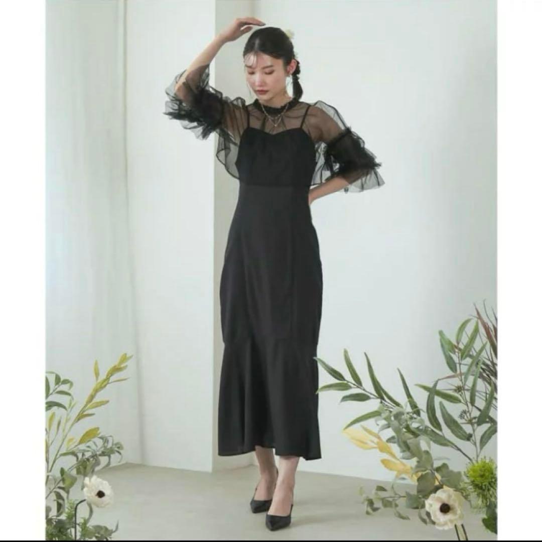 niana リボンチュールボレロセットドレス S 低身長 結婚式