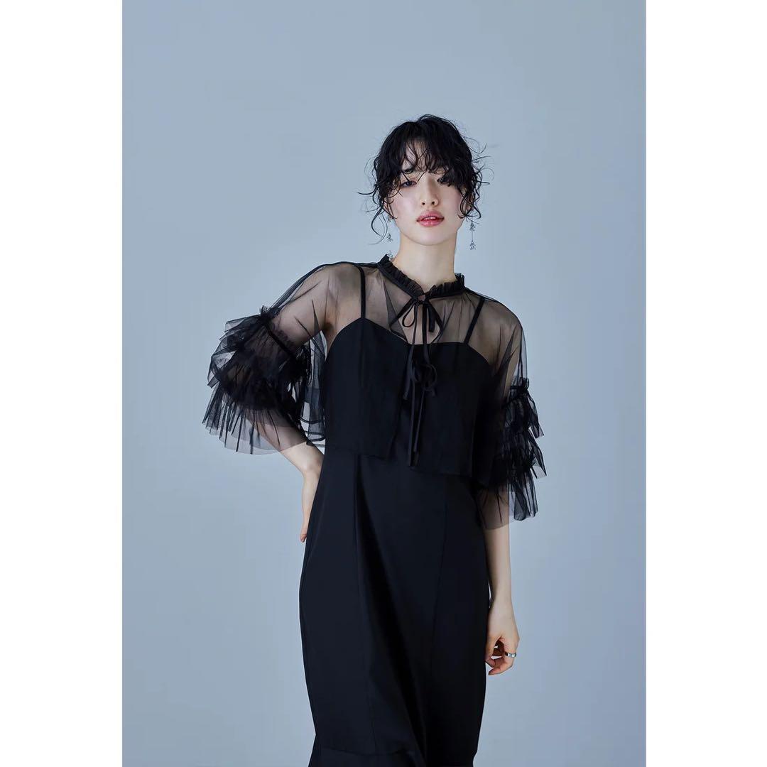 niana リボンチュールボレロセットドレス S 低身長 結婚式