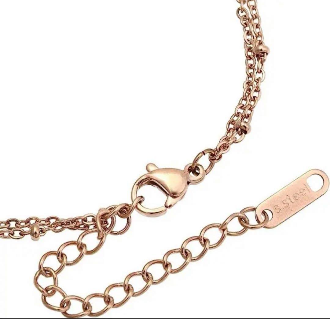 e135 2連 アンクレット 一粒 ダイヤモンド K18 PVD ピンクゴールド