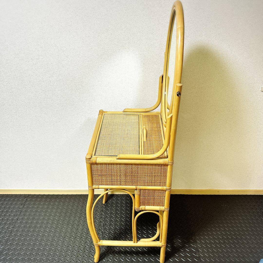 【良品】レトロ　ヴィンテージ　ラタンドレッサー　スツール　鏡台　化粧台　家具