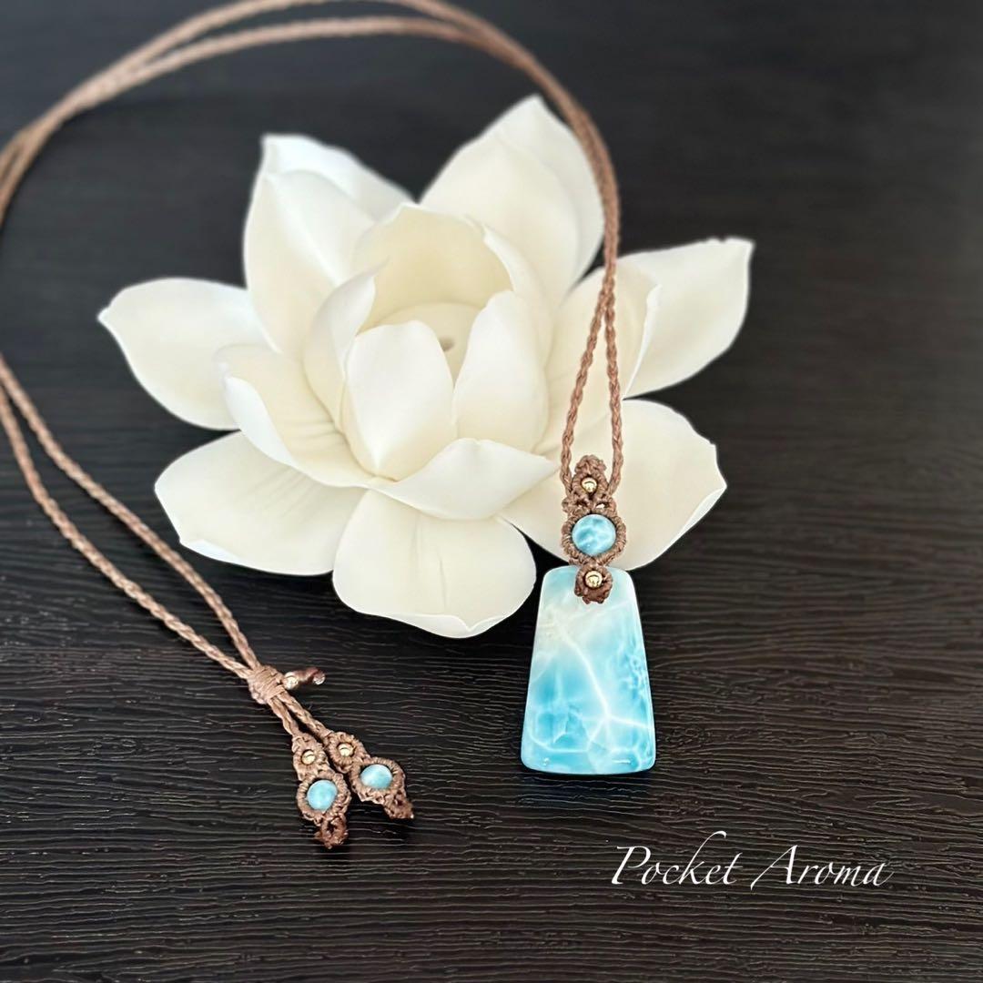 『精玲』高品質ラリマーのマクラメペンダントネックレス