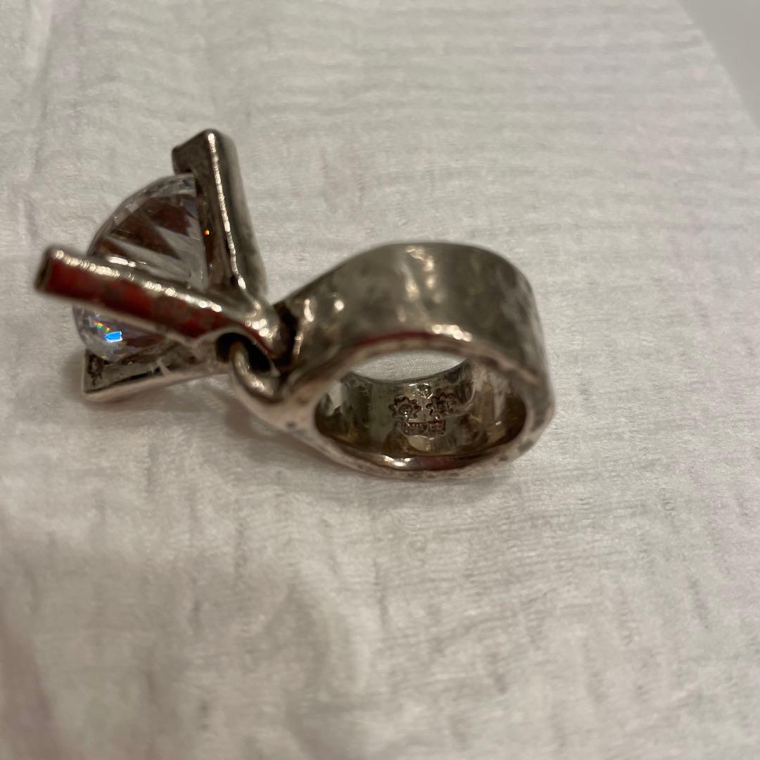 希少！e.m 11号くらい　ジルコニア大 シルバーリング