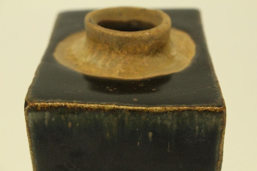 中国美術 鉄釉 四方 茶壷 煎茶(LC978)