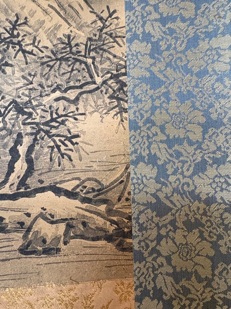 「秋冬山水図(冬)」　雪舟等楊　掛け軸 掛軸　複製　共箱あり