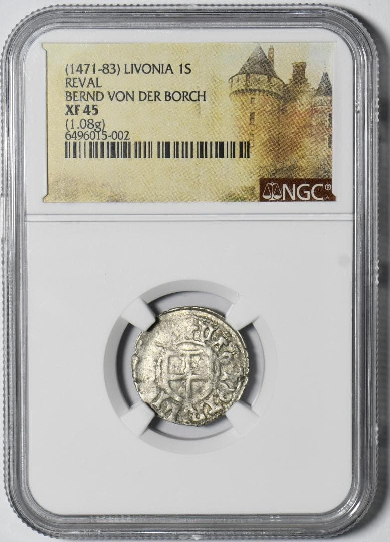 【古代銀貨】リボニア1471～1483年　1シリング銀貨　XF45