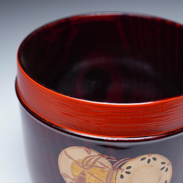 佐藤松斎　楽器蒔絵珠光棗　共箱　茶道具　茶器　輪島塗蒔絵師