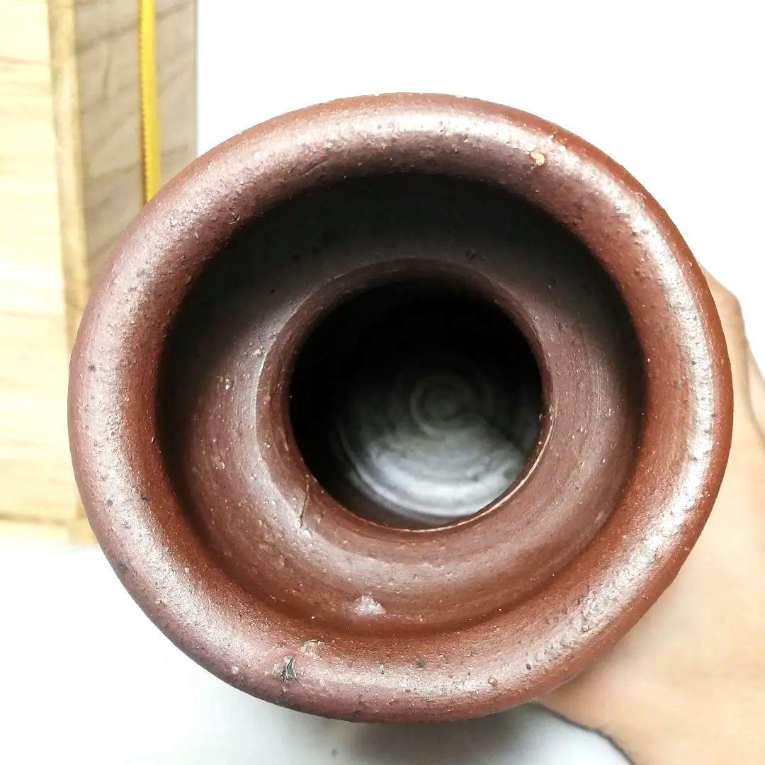 備前市無形文化財 榊原清人 備前焼 花入 共箱栞付き 物故作家 フラワーベース