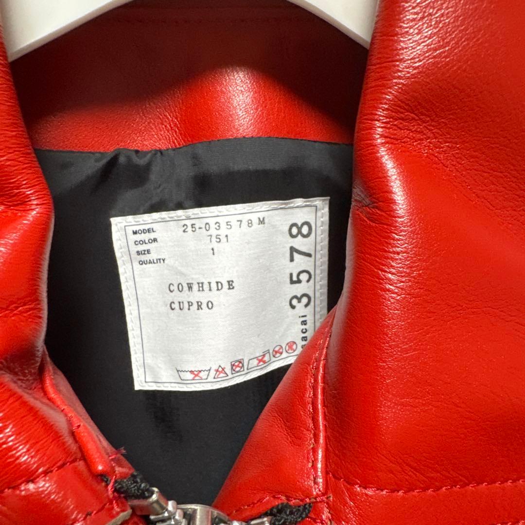 sacai 25ss レザージャケット　レッド