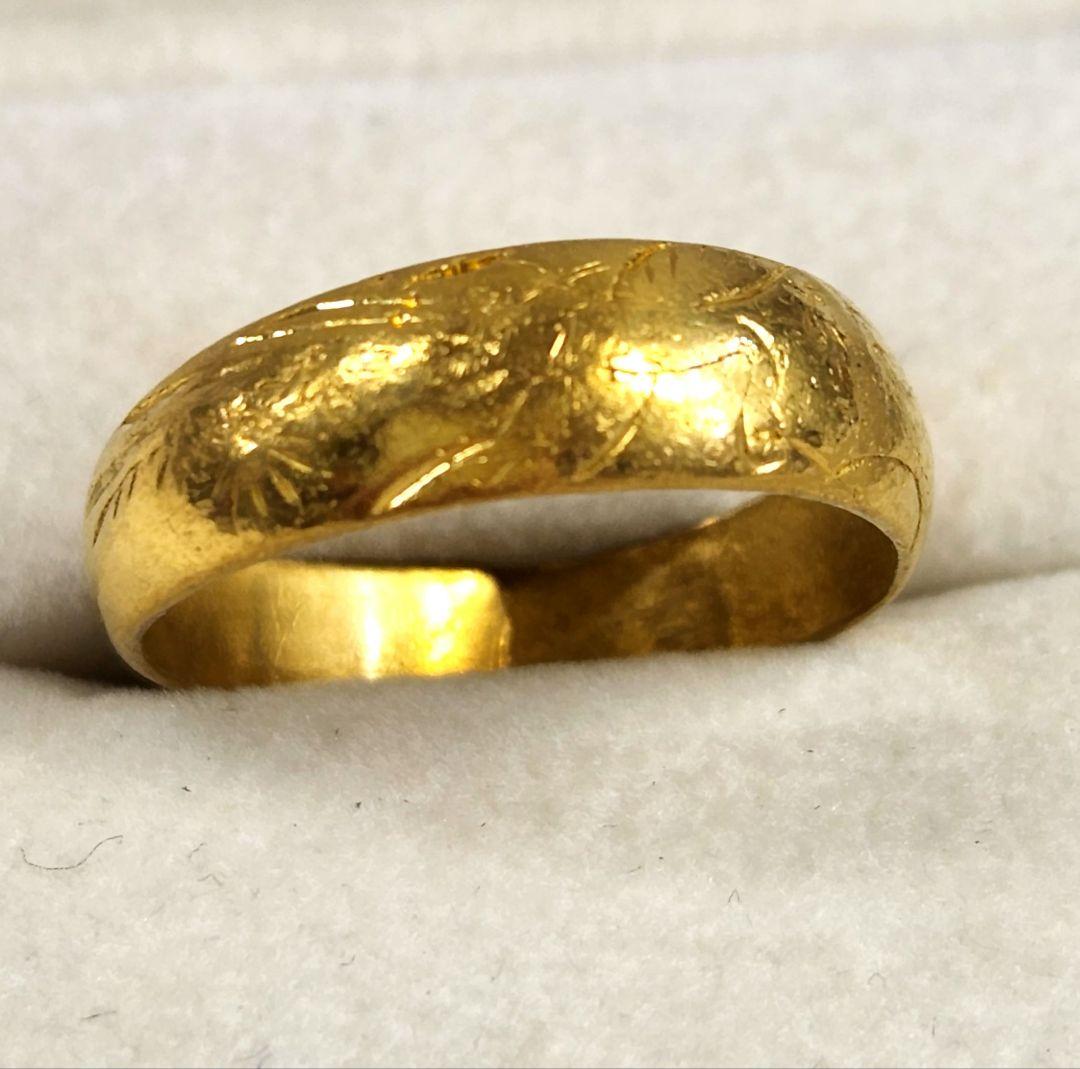 ♡リサズクラブ♡専用　純金 k24 梅鶴松 甲丸リング 5.35g