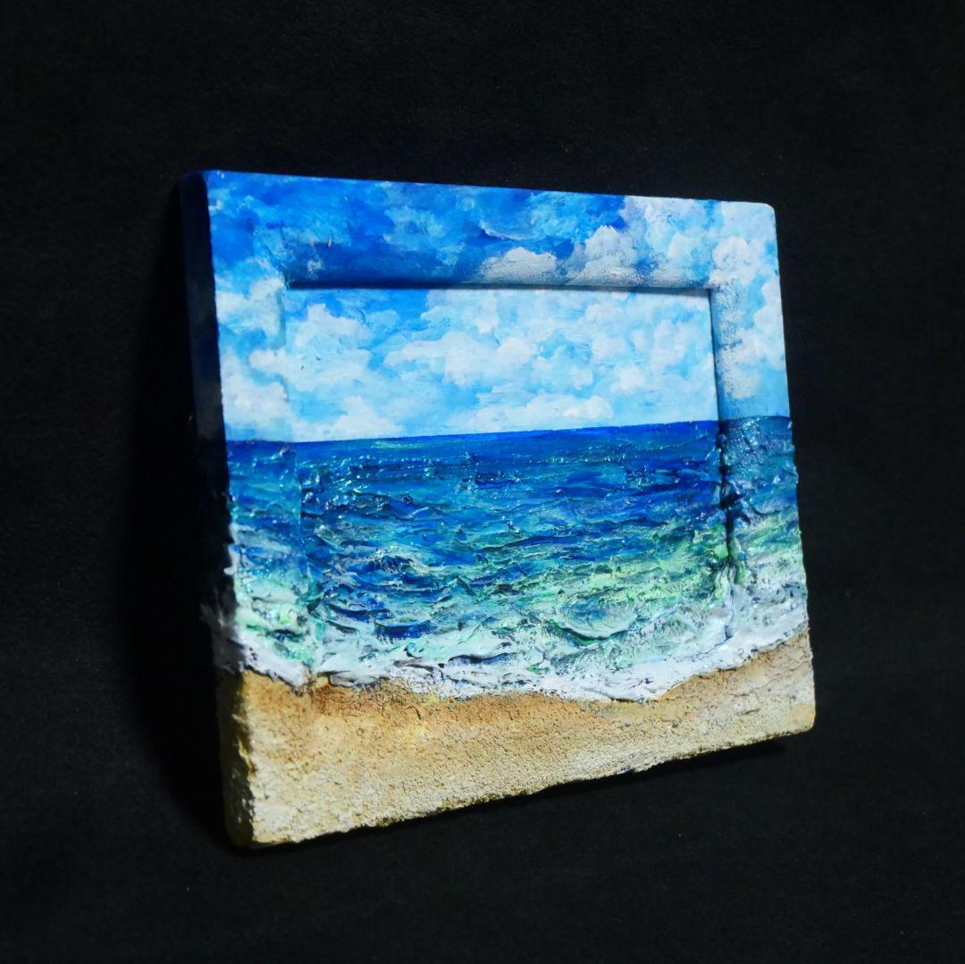 油絵 油彩 油彩画 絵 絵画 【海の砂浜】ミニ絵画
