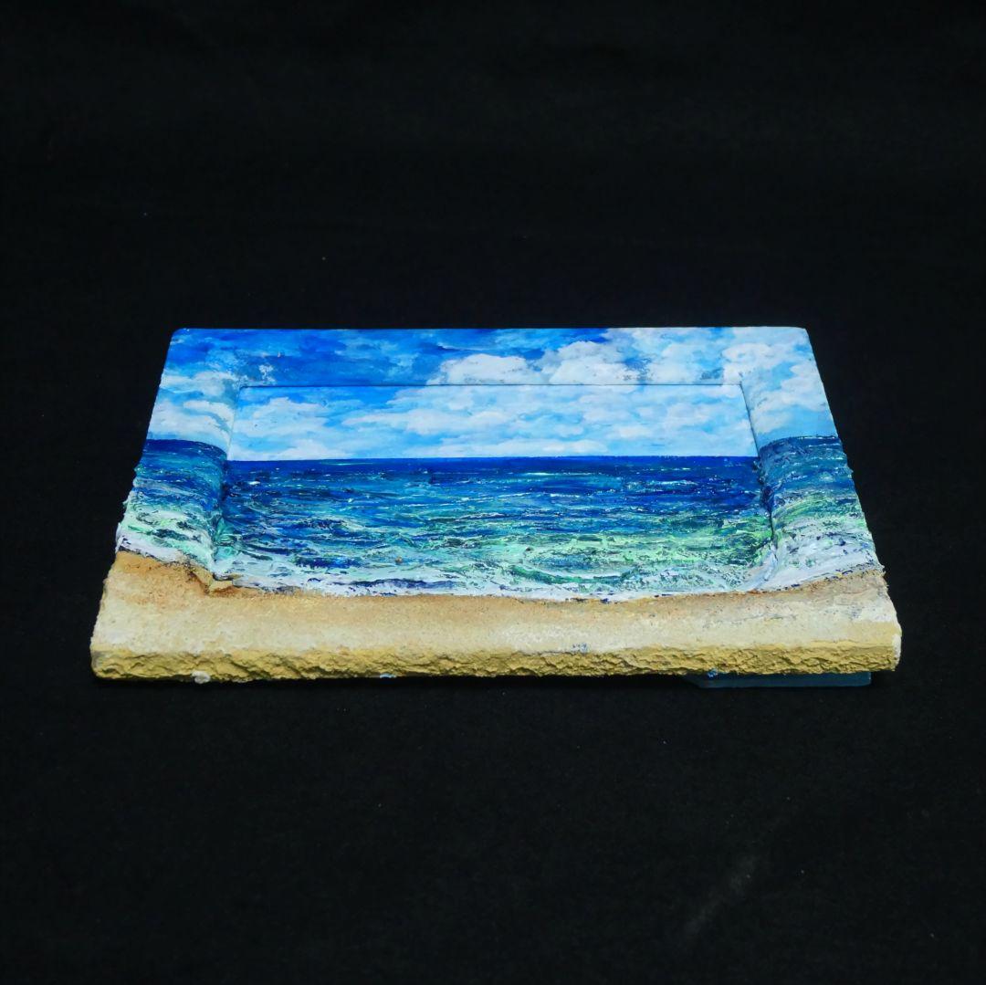 油絵 油彩 油彩画 絵 絵画 【海の砂浜】ミニ絵画