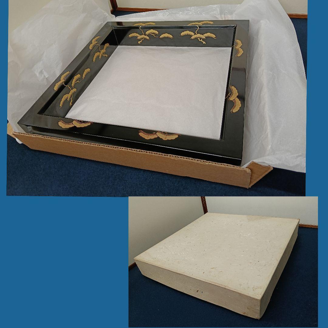 AO39 炉縁 蒔絵 老松図 松 木製 漆塗り 紙箱入 茶道具