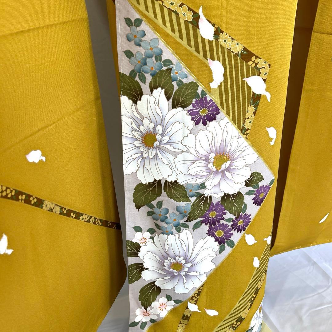 振袖☆成人式【正絹】☆身丈167 ☆黄土色系　★中古