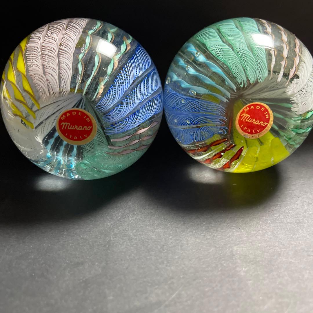 ベネチアングラス　MURANOムラノ　ガラスペーパーウェイト２個セット