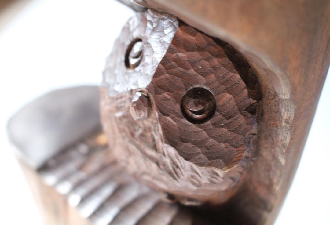 工房がんま フクロウの木彫り彫刻40cm