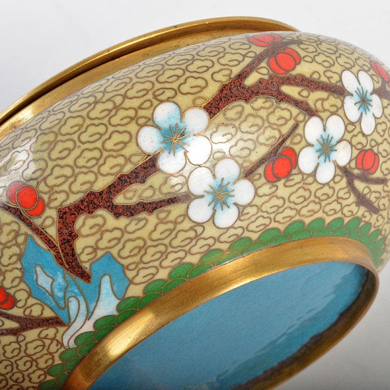 中国　古七宝琺瑯彩　花文　瓶　蓋物　唐木台付　3点まとめて　D　R4464B