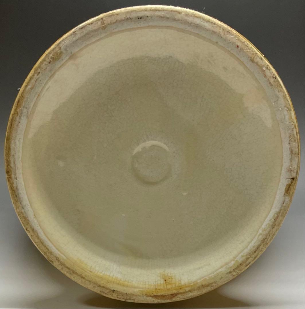 薩摩焼　色絵　金蘭手　武士美人図　花瓶　壺　飾壷　36cm v49