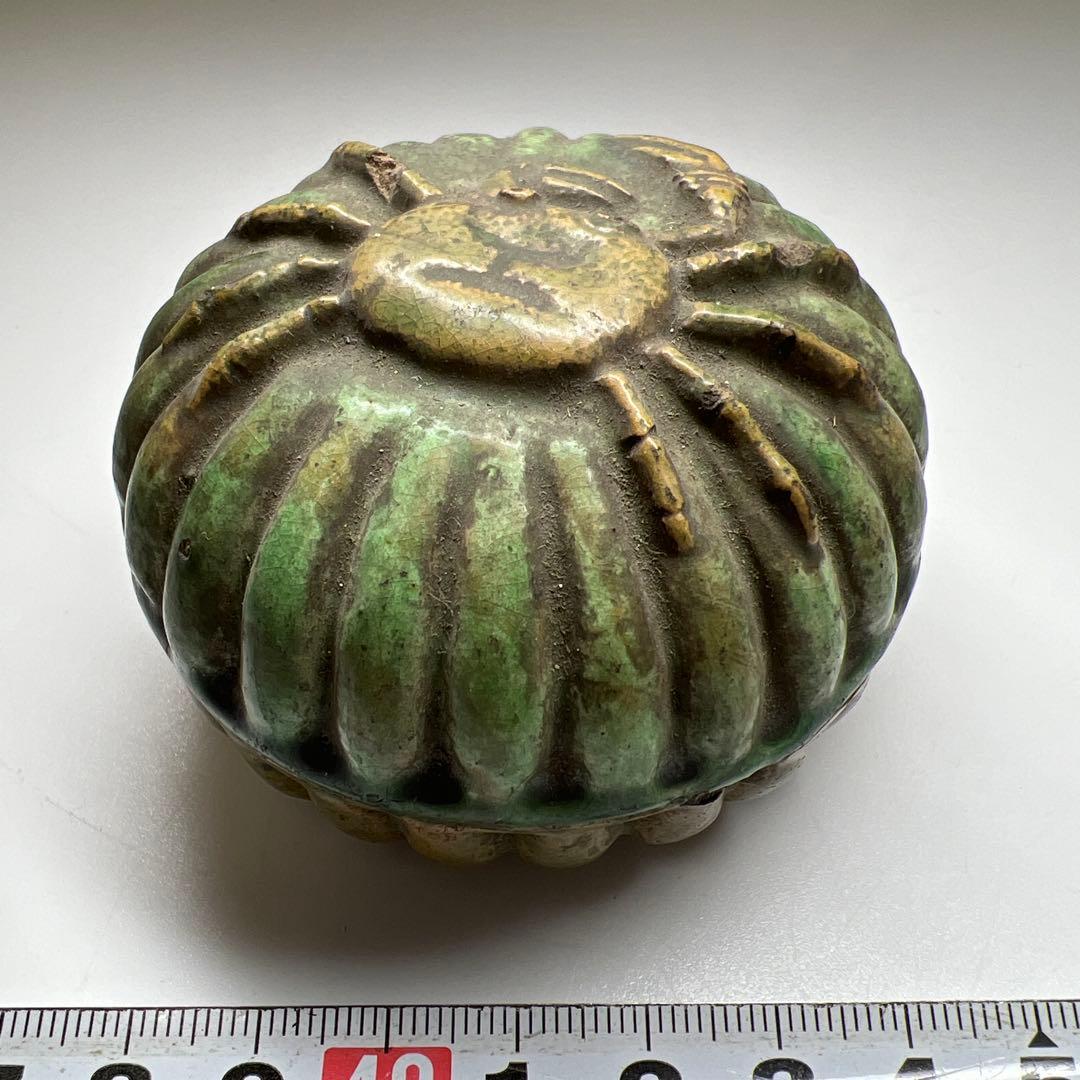 江戸期　源内焼　カニ香合　幅約7㎝　東Y7-0507⭐︎2F