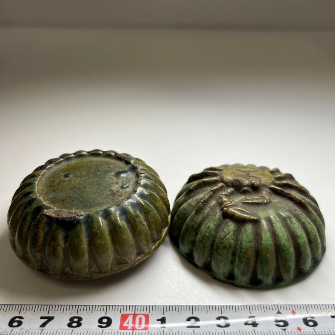 江戸期　源内焼　カニ香合　幅約7㎝　東Y7-0507⭐︎2F