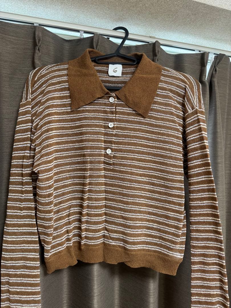 ６(ROKU) コットン ナイロン ボーダー ポロニット