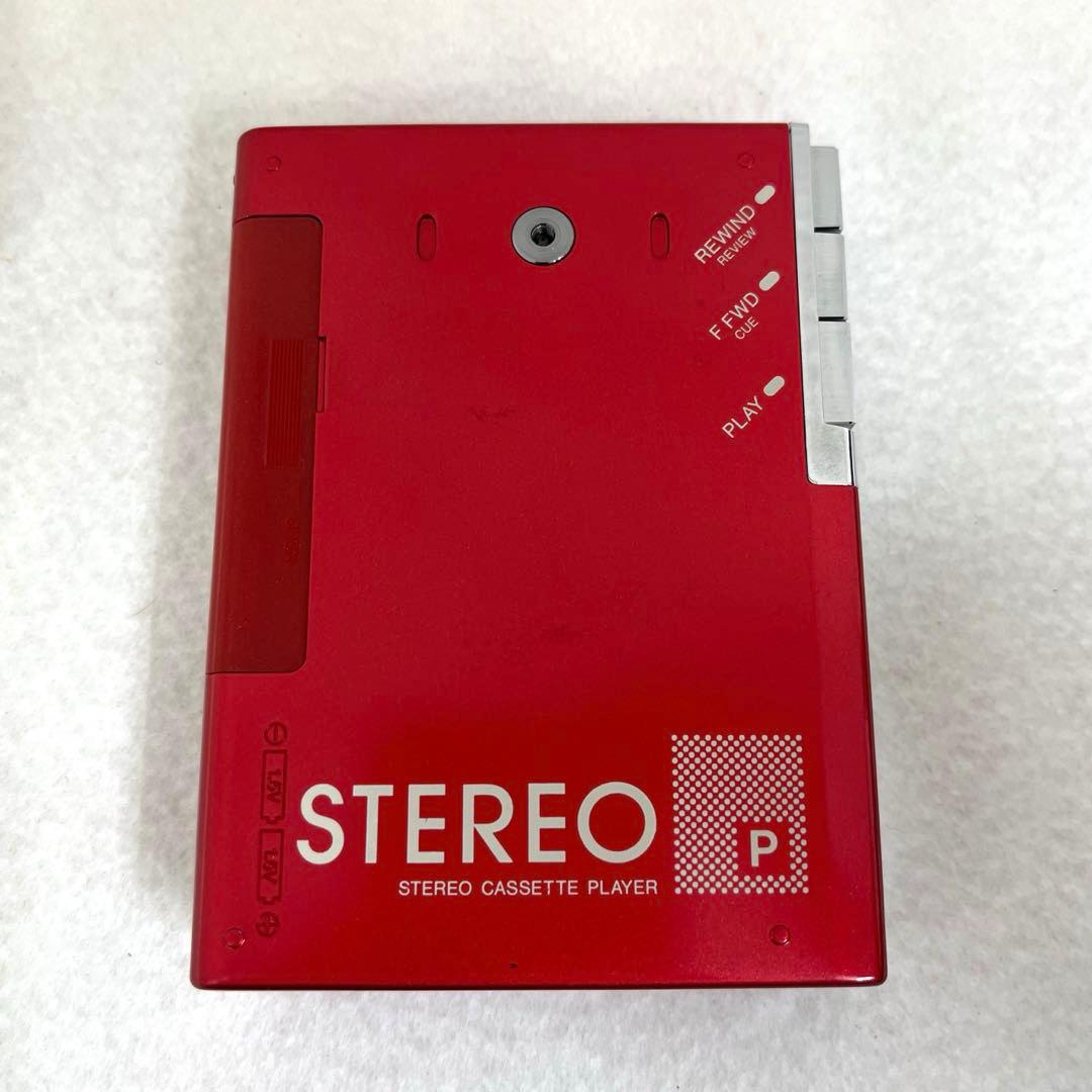 【T】AIWA HS-P55ステレオカセットプレーヤー レッド　カセットボーイ