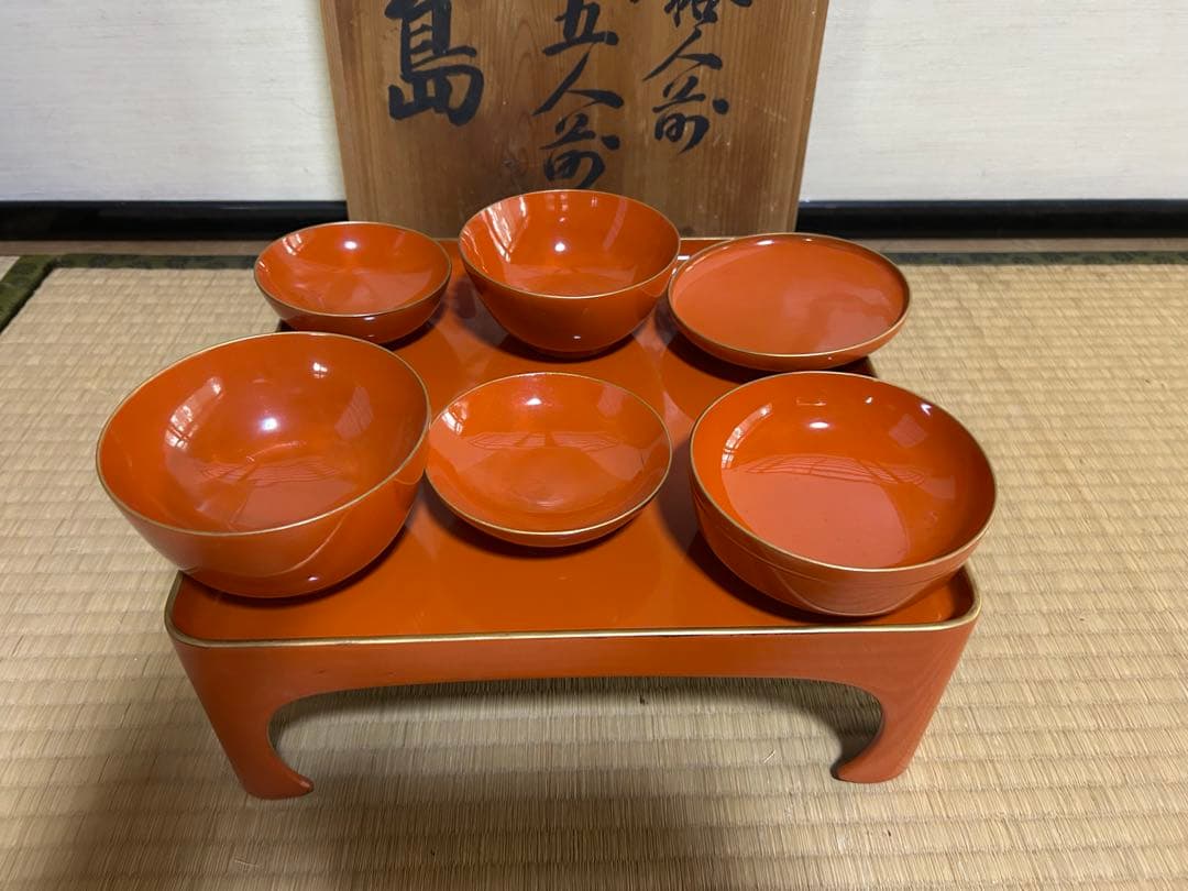 輪島塗御膳　大正期　御膳5脚　お櫃