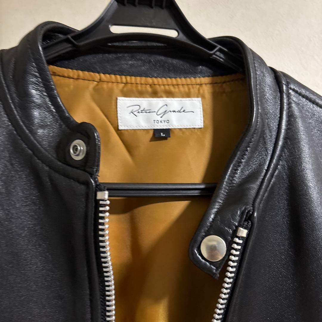 Retro Grande ブラック レザー シングルライダースジャケット L
