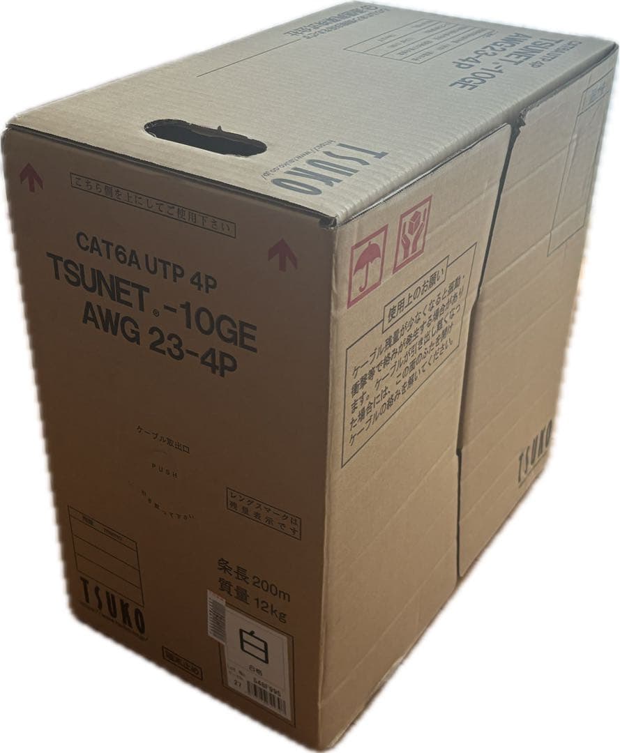 【未使用】Cat6A TSUNET-10GE AWG23-4P 白色200m