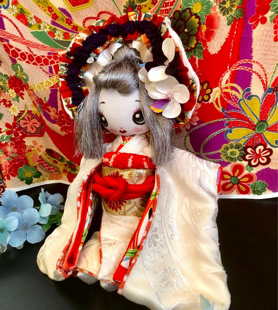 ＊夢 文化人形＊白無垢乙女♡創作文化人形約30cm着物人形エプロン＊