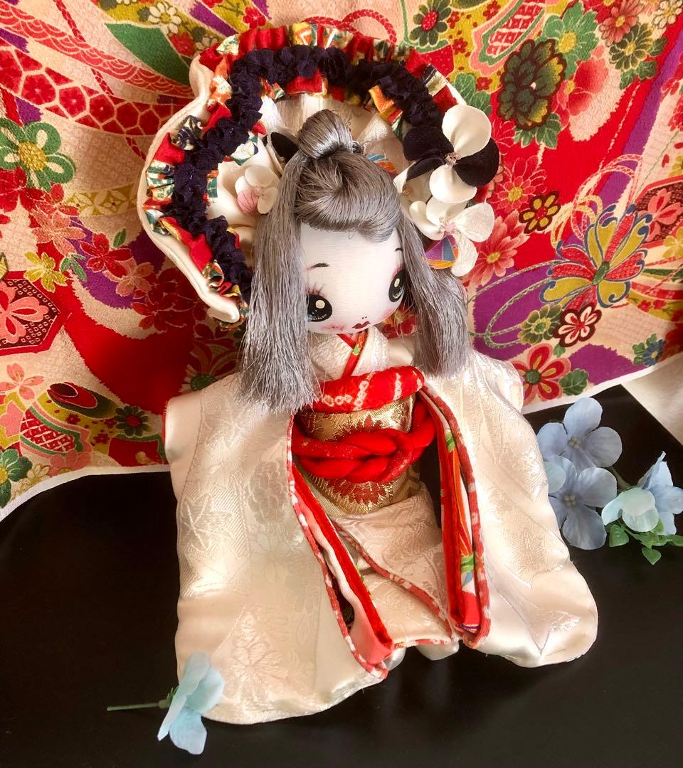 ＊夢 文化人形＊白無垢乙女♡創作文化人形約30cm着物人形エプロン＊