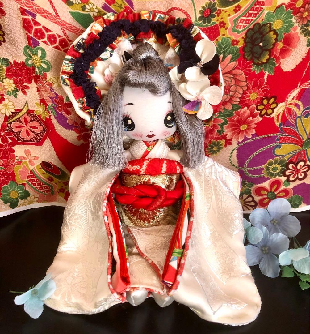＊夢 文化人形＊白無垢乙女♡創作文化人形約30cm着物人形エプロン＊