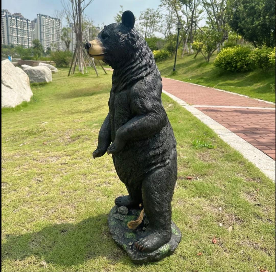 庭用 熊 オブジェ 高さ76cm リアル 黒熊 立ち姿 ガーデン置物 樹脂製