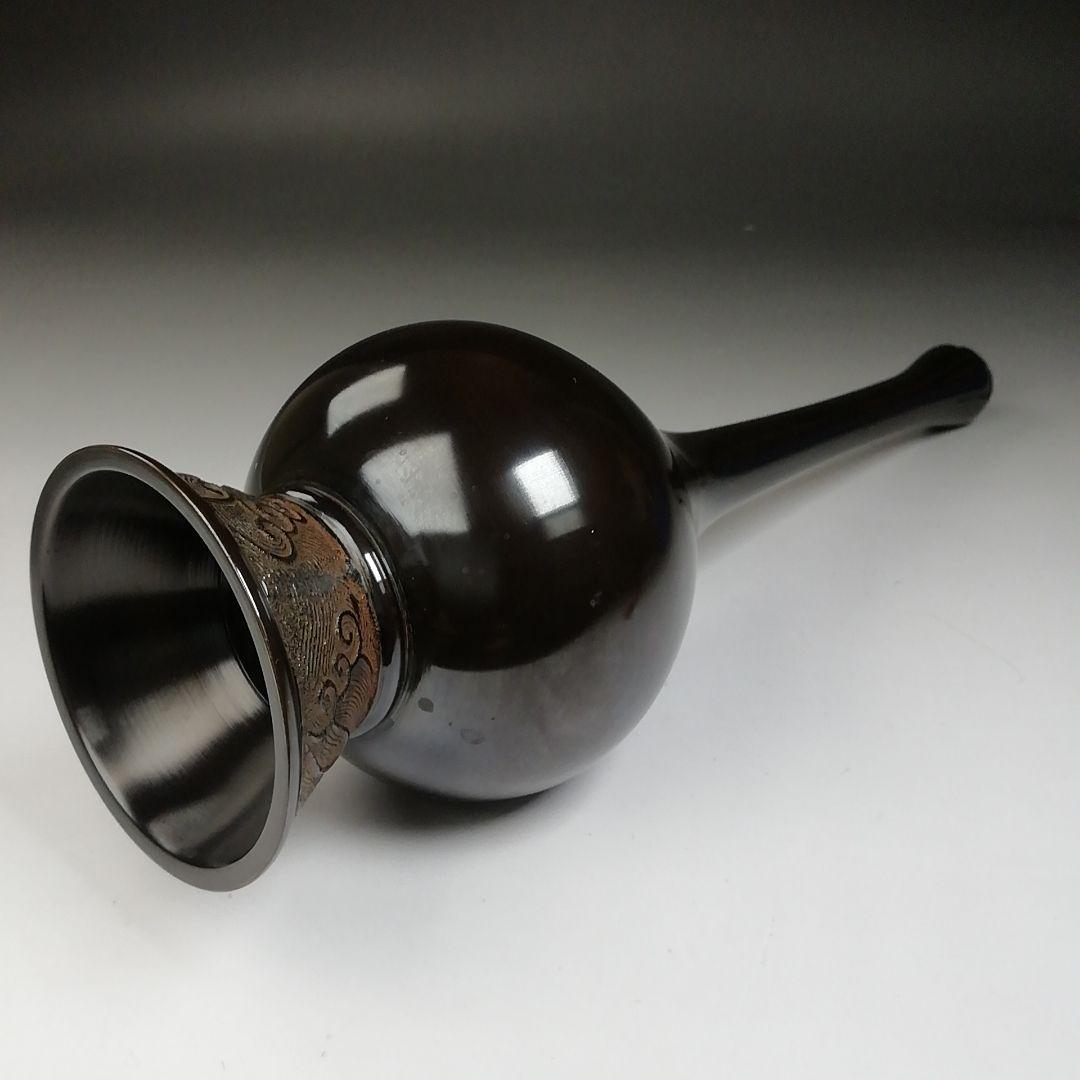 Ｔ９８７　花入　『大名物写　鶴一声　花入』『鋳物師　金森彦兵衛 造』　共箱　花器