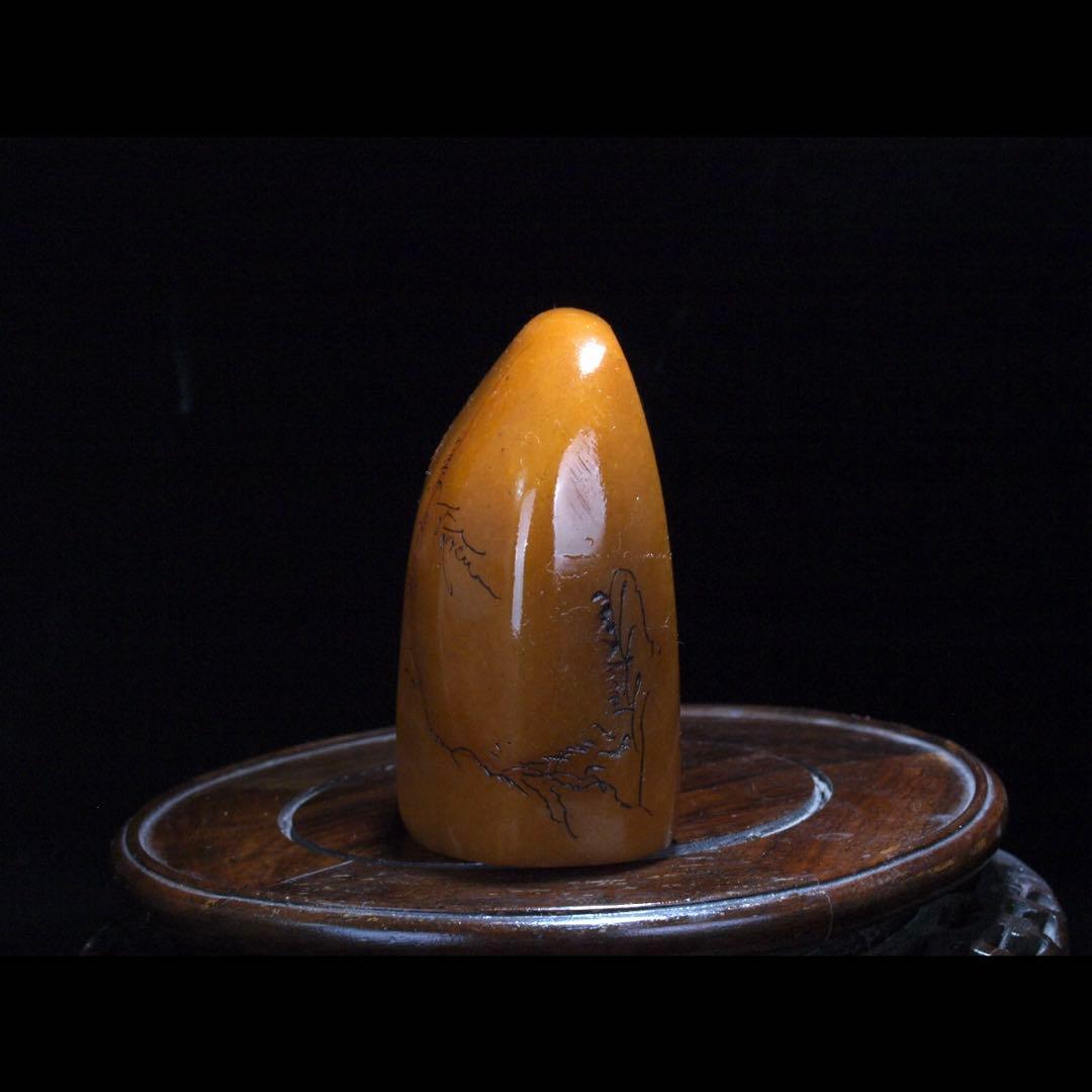 中国古い田黄石　置物　風景彫刻骨董品