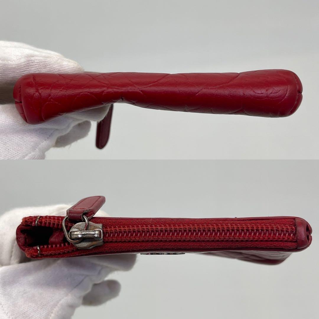 CHANEL ケース 小銭入れ カメリア ココマーク ロゴ金具 赤 本革