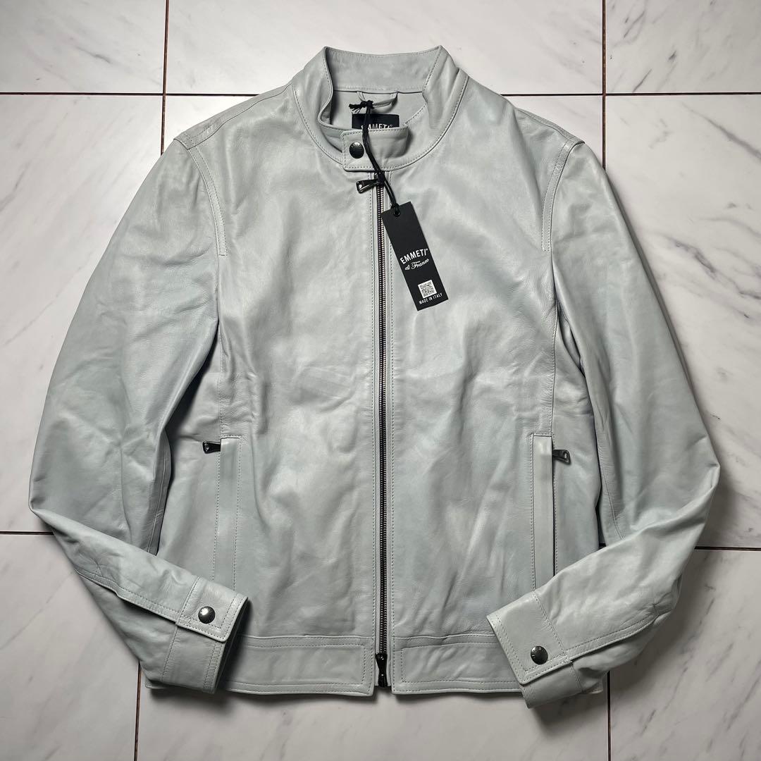 未使用級 EMMETI JURI SPレザー 限定アイスグレー 44