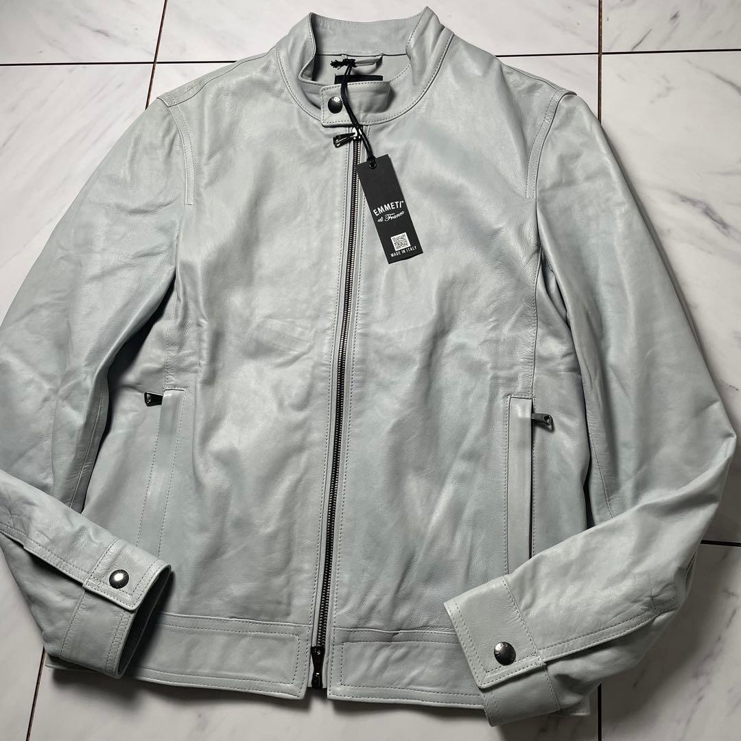 未使用級 EMMETI JURI SPレザー 限定アイスグレー 44