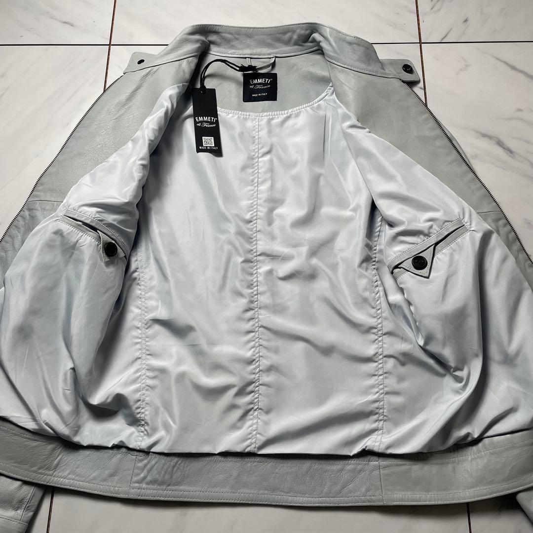 未使用級 EMMETI JURI SPレザー 限定アイスグレー 44