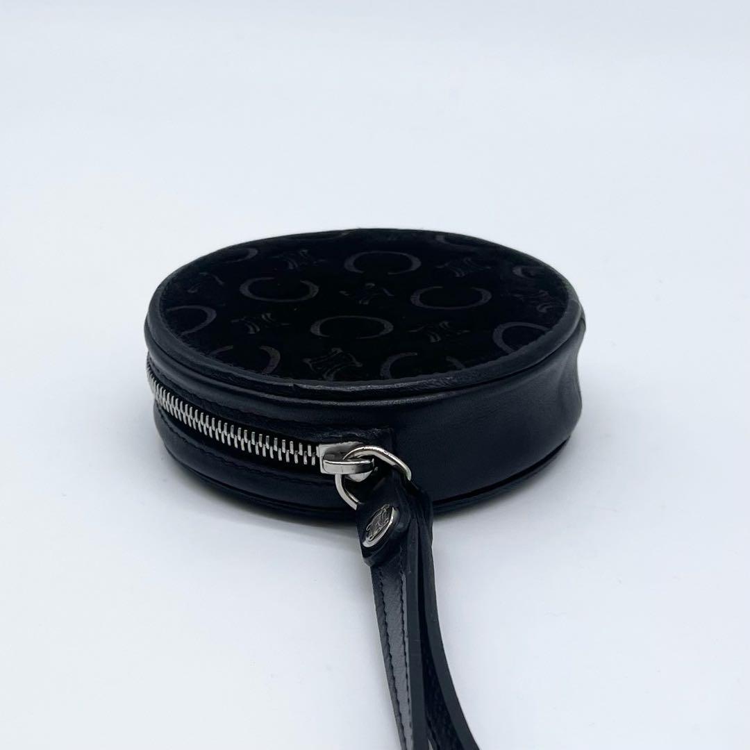 【極美品】 CELINE レザー ケース 小銭入れ 丸型 プレート 黒
