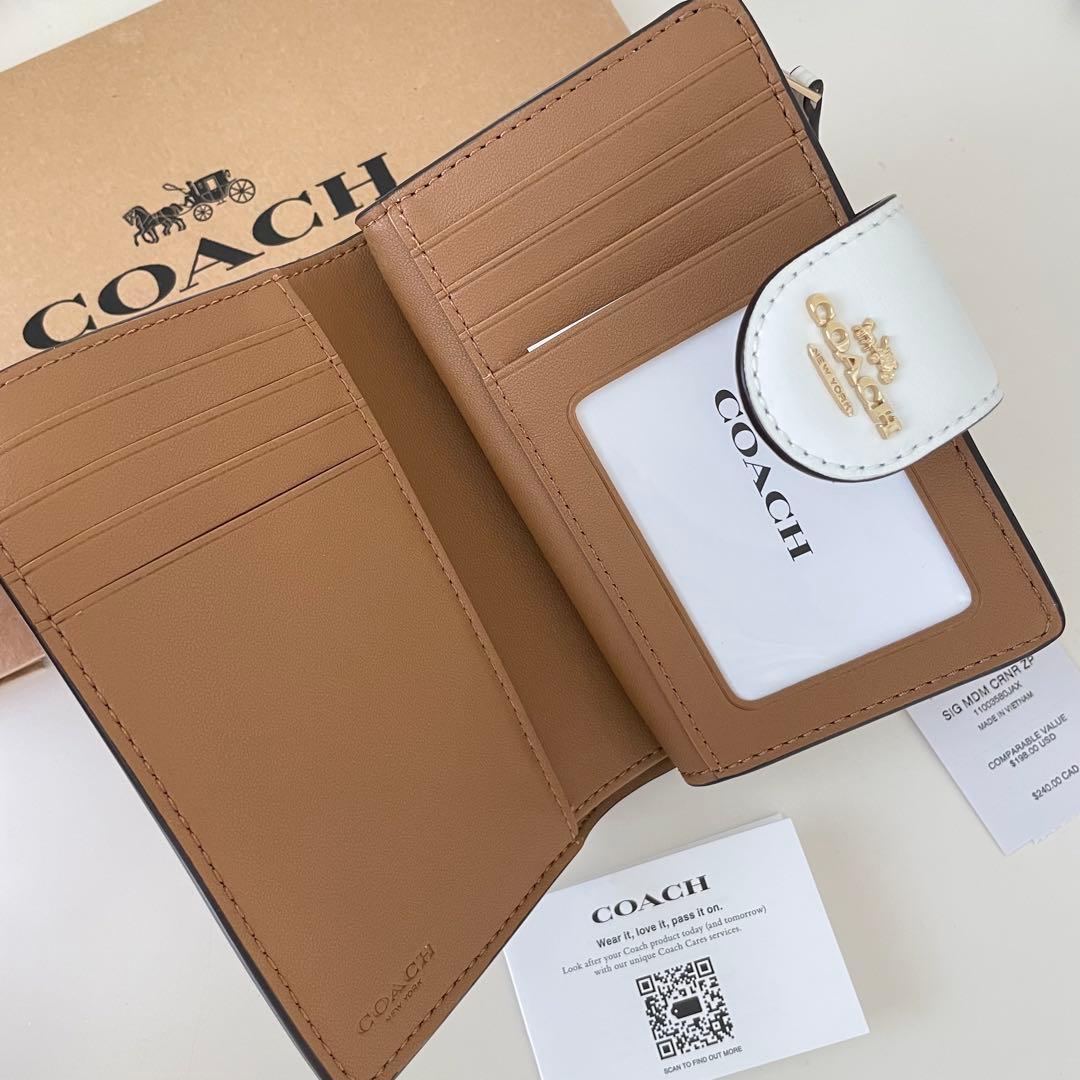 COACH コーチ　折り財布　シグネチャー チョーク　ホワイト　白色二つ折り財布