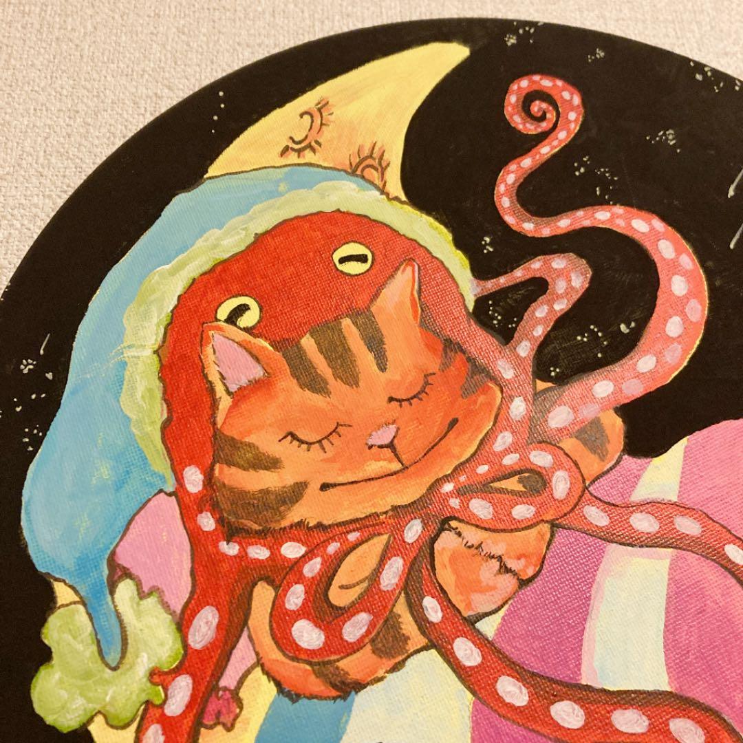 「　月で眠る　」　art インテリアデザイン　アクリル画